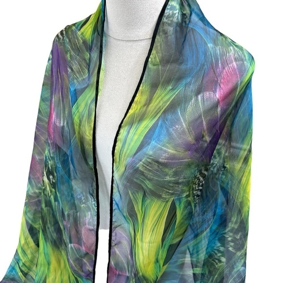 Huge Lightweight Tropical Flowy Scarf Wrap Beach Coverup - Picture 5 of 6